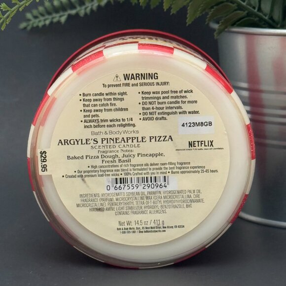 BBW Stranger Things Argyle's Pineapple Pizza Bath & Body Works 3 Wick Candle - Picture 10 of 11